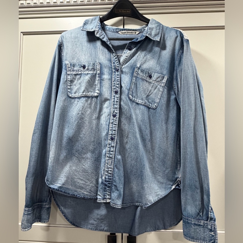 Hippy Laundry Denim & Crochet Cotton Shirt